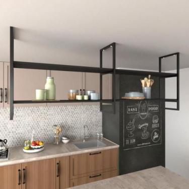 Imagem de Prateleira industrial cozinha suporte para prateleira industrial nicho