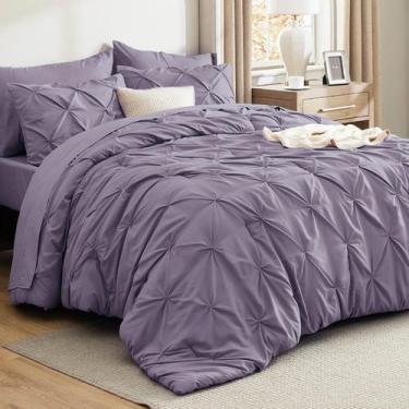 Imagem de Conjunto de edredom Bedsure King Size, roxo acinzentado, 7 peças