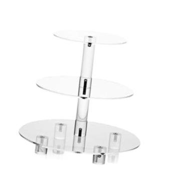 Imagem de oshhni Cupcake Stand Servando bandeja robusta use multi use estável stand de exibição decorativa para o banquete de buffet de festas aniversário, Rodada 3 Nível