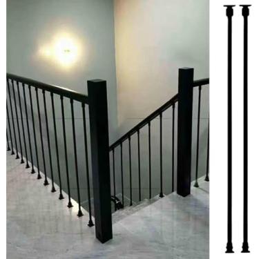 Imagem de Conjunto de eixos de escada de balaústres de ferro de 1 2 5 7 10, coluna de eixo de corrimão de metal, com suporte de ângulo ajustável, uso interno e externo -