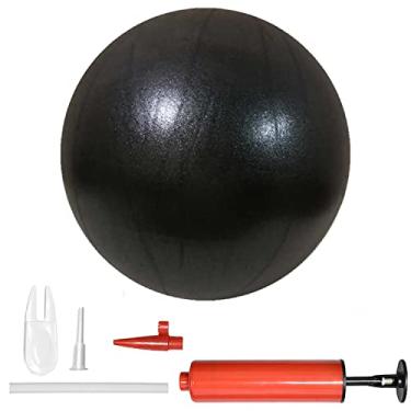 Imagem de Mini bola de ioga para exercícios de pilates, pequena bola inflável de ioga para exercícios, equipamento de treinamento básico e fisioterapia, com bomba (preta, 15 cm)