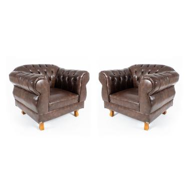 Imagem de Duas poltronas Chesterfield Capitonê Elisabeth Corano Marrom Decoração, Recepção, Salas de Tv e Estar