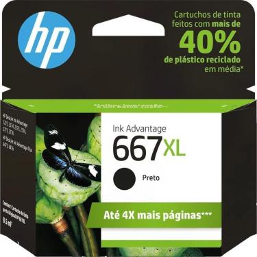 Imagem de Cartucho Preto Original HP 667XL Ink Advantage de Alto Rendimento 3YM81AL