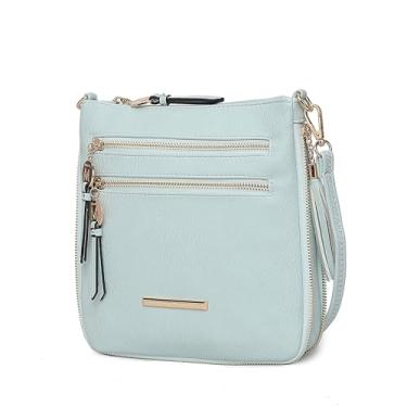 Imagem de MKF Collection Bolsa tiracolo feminina – Bolsa carteiro de couro PU – Bolsa de mão de designer com alça de ombro por Mia K, R Angelina azul claro, Medium