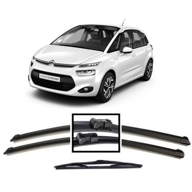 Imagem de Kit 3 Palhetas Limpador Parabrisa Dianteiro + Traseiro Citroen C4 Picasso 2016 2017 2018 2019