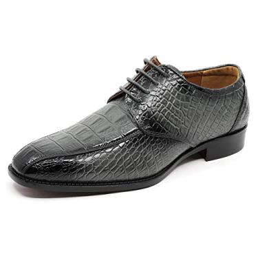 Imagem de Sapato social masculino crocodilo crocodilo estampado Oxford moderno com cadarço croco-03, Cinza, 42
