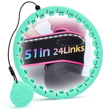 Imagem de JLoibao círculo de hula pesado para perda de peso de adultos com cinto de suor, aro de fitness infinito plus size, inclui 24 elos destacáveis ​​e treinador de cintura para mulheres