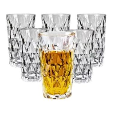 Imagem de Jogo de 6 Copos de Vidro 335ml Diamante  Para Água, Suco e Refrigerant