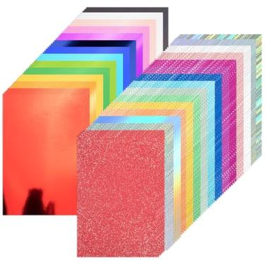 Imagem de Pacote com 108 folhas de papel cartolina com glitter metálico, 20,32 x 30,5 cm, papel brilhante espelhado colorido 250 g/m² para artes e artesanato, decorativos, convites de casamentos e aniversários