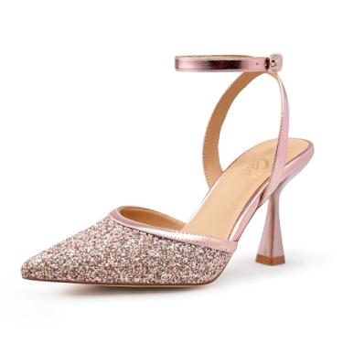 Imagem de Trary Sapatos De Salto Alto Femininos, Bico Fino, Fechados, Dourados, Estilo Stiletto, Social, Para Casamento, Trabalho, Escritório, Festa, Tamanho Diário, 6.5