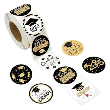 Imagem de 500 adesivos de formatura, adesivo de etiqueta de presente 1nch Class of 2025, adesivos dourados com glitter, decalques de etiqueta à prova d'água para cartões de graduação, envelopes, selos, caixa de