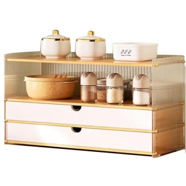 Imagem de YYW Aparador de cozinha pequeno, armário de balcão com janela de acrílico transparente, utensílios de cozinha de grande capacidade e armazenamento de temperos, adequado para bancadas de cozinha