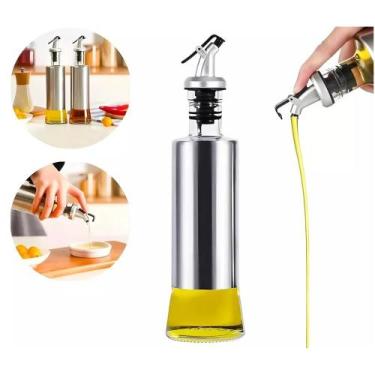 Imagem de Galheteiro porta Azeite Vinagre e óleo Vidro Aço Inox Dosador 300Ml  -