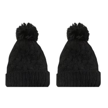 Imagem de Kit 2 Toucas De Tricô Com Pom Pom Inverno Preto Tam Unico - RedStar, T