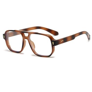 Imagem de HCPIHF Óculos de sol femininos retrô Double Bridges, armação fashion masculina (tamanho único/1)