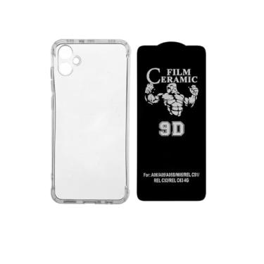 Imagem de Capa Capinha Anti Impacto Transparente + Pelicula de Ceramica Privacidade Fosca 9d Full Cover Compatível com Samsung Galaxy A06