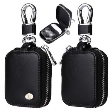 Imagem de Ephoou Capa de fone de ouvido para AirPods 4/3/2/1/AirPods Pro com mosquetão, bolsa de couro PU com zíper, bolsa de armazenamento de viagem para fones de ouvido sem fio, fones de ouvido com fio e