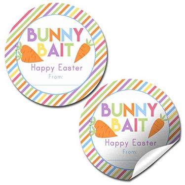 Imagem de Etiquetas adesivas de presente com tema de Páscoa de isca de coelho para crianças, 40 adesivos de círculo de festa de 5 cm da AmandaCreation, ótimo para lembrancinhas de festa, selos de envelope e