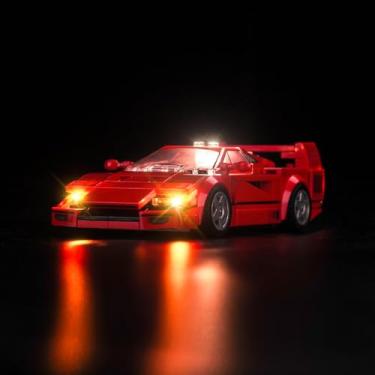 Imagem de BrickBling Luzes LED compatíveis com Lego Speed Champions Ferrari F40 Supercar, kit de luz criativa compatível com Lego 76934 (sem modelo)
