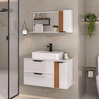 Imagem de Conjunto Gabinete Banheiro DOLPHIN 80cm RIPADO LUXO - MOVEIS JOIA, Bra