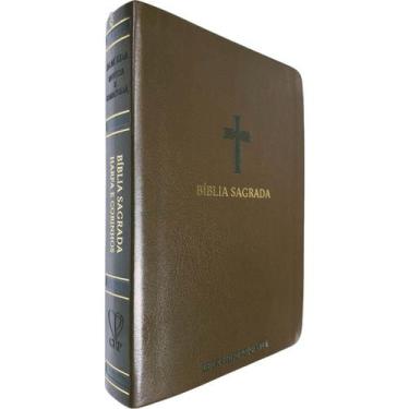 Imagem de Bíblia Sagrada ARC Full Color Capa PU Luxo Cruz Marrom PDA PJV PED MC 