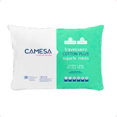 Imagem de Travesseiro Camesa Cotton Plus 180 Fios 50 x 70 cm Suporte Médio a Vac