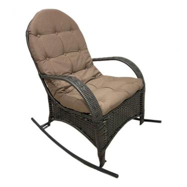 Imagem de Cadeira Balanço Poltrona Descanso Com Almofada Ergonômica Cinza