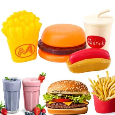 Imagem de Kit Lanche 04 Peças Divertido - KIT Comidinha Batata Fritas Hambúrguer Dog Refrigerante - PANAMI
