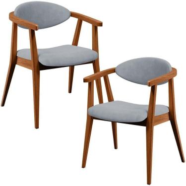Imagem de Kit 02 Poltronas Decorativas Para Sala De Estar Jantar Cecília B04 Suede Cinza - Lyam Decor
