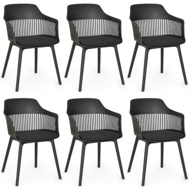 Imagem de Kit 6 Cadeiras De Jantar Estofada Marcela - Preto