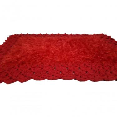 Imagem de Tapete De Crochê Luxo Vermelho Artesanal
