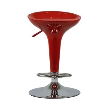 Imagem de Banqueta Giratória 101, Vermelha, Altura Ajustável 67-88cm, Base Cromada