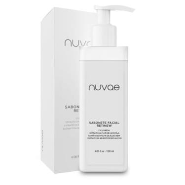 Imagem de Sabonete Facial Nuvae Retinew Com Cycloretin Limpeza e Renovação, Extrato da Flor de Camomila, Extrato da Folha de Aloe Vera, Extrato da Semente de Erva-doce