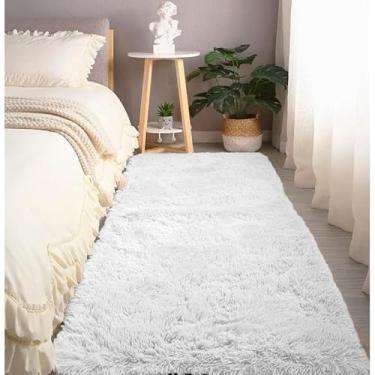 Imagem de Passadeira Felpuda 2,00 X 0,60 Mt Tapete Antiderrapante Peluda (Branco)