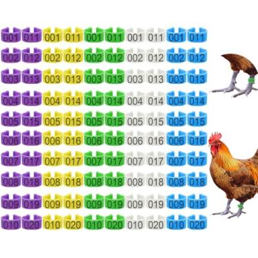Imagem de Keedolla 100 peças de 16 mm anéis de perna de galinha com 5 cores numeradas para identificação de frango, faixas para pernas de aves, anéis para pés de galinha para patos, pintinhos, bantam, pombos da índia, ganso - médio