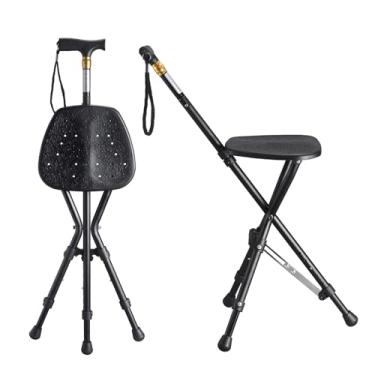 Imagem de LILICANES Bengala Com Assento, Cadeira Dobrável Leve Para Idosos, Portátil E Resistente, Assento Confortável Uso Em Viagens Atividades Ao Ar Livre
