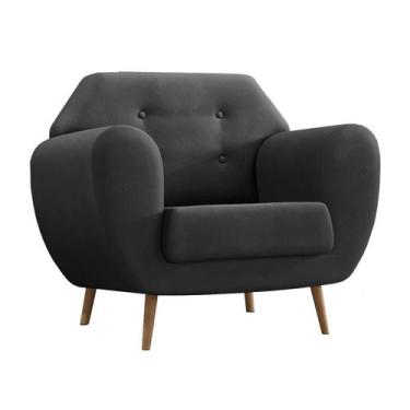 Imagem de Poltrona Beegees Veludo Grafite - Keva