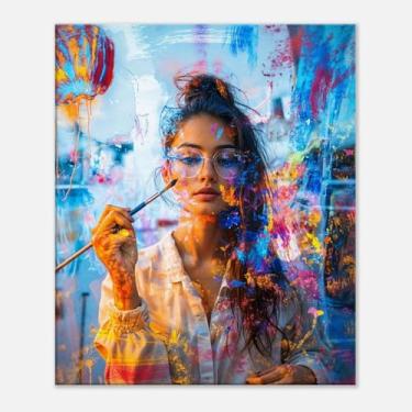 Imagem de PUREVACY Arte de parede em tela para jovem. Imagens de parede abstratas para sala de estar, quarto ou escritório. Pinturas modernas de decoração de parede para orientação de sala Tamanho vertical 50 x