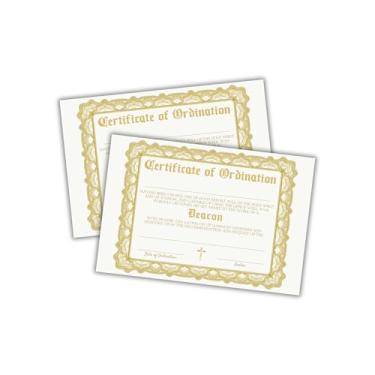 Imagem de Certificado de Ordenação Diácono Pacote com 30 Papéis Cartolina 15 x 23 cm Prêmio de Membro da Igreja Ouro Reconhecimento Clero Licença Honra Papel Escritório