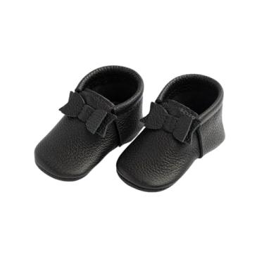 Imagem de Mocassins de couro com sola macia First Pair – Sapatos para bebês – Tamanhos infantis 0-3 – Várias cores, Carbon, 0 Infant