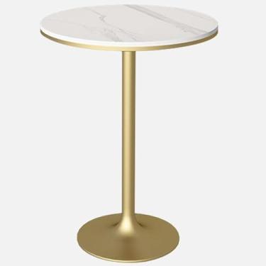 Imagem de Mesa De Bar Redonda Mesa De Café Da Manhã 55cm / 21.6in Tampo De Mesa De Mármore Com Base De Metal Console Café/Sala De Estar/Restaurante/Taverna (ouro/Preto) (30/37, Golden, 95cm/37in