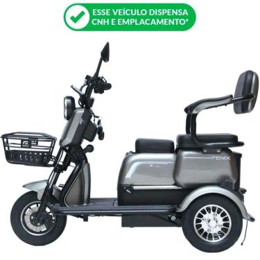 Imagem de Triciclo Elétrico 750W Fenix Grafite Tração Reduzida Freio no Pé - Não Precisa de CNH