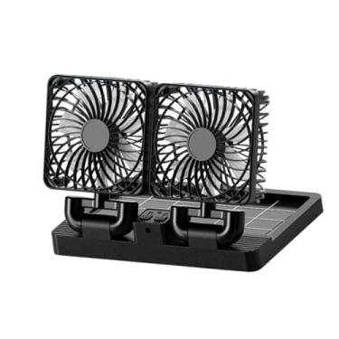 Imagem de Ioensy Ventilador de refrigeração para veículos, ventilador para veículos, flexível, silencioso, pequeno, elétrico e movido a energia solar para caminhões, Cabeças Duplas