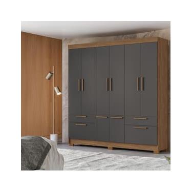 Imagem de Guarda-Roupa Casal Santos Andirá Curitiba com 8 Portas, 4 Gavetas e 5 Prateleiras – 194,4cm de largura