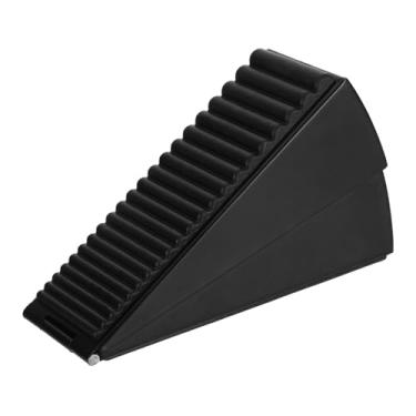 Imagem de Rolhas de porta resistentes para batente inferior da porta, rolha de porta grande ajustável com mola, cunha de borracha de 7,6 cm de altura para porta de hotel azulejo de concreto de madeira (preto-1