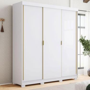 Imagem de Guarda Roupa Casal Porto 2m 3 Portas de Correr cor Branco - Vila Rica