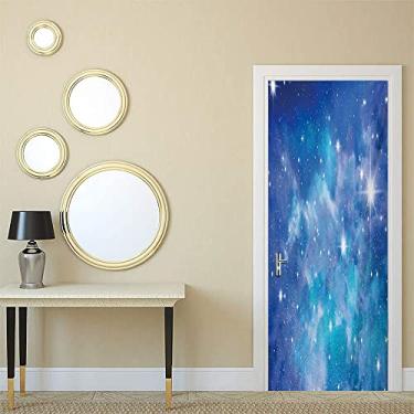 Imagem de Papel de parede com pintura de parede para porta de quarto, imagem vibrante de constelação de aglomerados de estrelas empoeiradas profundas interestelares interestelares infinito, para dormitórios,