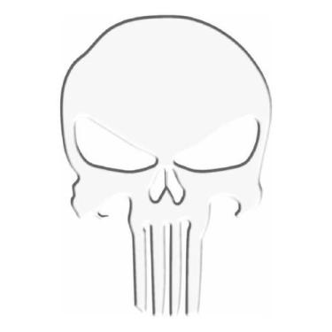 Imagem de Adesivo O Justiceiro Auto Relevo Resinado 3D Branco Res02 - Spts