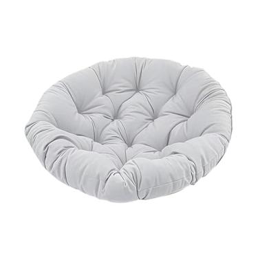 Imagem de KiBcsLic Almofada para cadeira suspensa em formato de ovo, redonda, para cesta de balanço, 15,75 polegadas, para rede de gramado, Cinza Claro