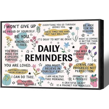 Imagem de JMGHKL Lembretes diários arte de parede em tela inspiradora moda motivacional afirmações positivas pôsteres edificantes saúde mental decoração de parede para casa escritório sala de aula 30,5 x 40,6
